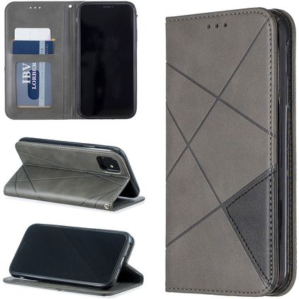 Mobigear Rhombus Slim iPhone 11 Hoesje Bookcase - Grijs