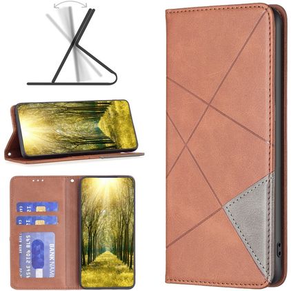 Mobigear Rhombus Slim Motorola Moto G71 5G Hoesje Bookcase - Bruin