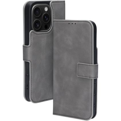 Mobiparts Classic Wallet MagSafe iPhone 16 Pro MagSafe Hoesje Bookcase Portemonnee - Granite Grey
