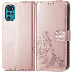 Mobigear Clover Motorola Moto G22 Hoesje Bookcase Portemonnee - Roségoud