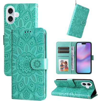 Mobigear Sunflower iPhone 17 Hoesje Bookcase Portemonnee - Groen