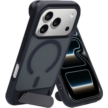 Mobiparts Hardcover iPhone 17 Pro MagSafe Hoesje Hardcase Backcover met Standaard - Satin Black
