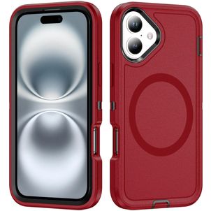 Mobigear Rugged Mag iPhone 16 Plus MagSafe Hoesje Hardcase Backcover Shockproof - Rood