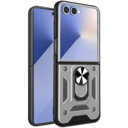 Mobigear Armor Ring Samsung Galaxy Z Flip 7 Hoesje Hardcase Backcover Shockproof met Ringhouder - Zilver