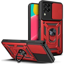 Mobigear Armor Ring Cam Slide Samsung Galaxy M53 Hoesje Hardcase Backcover Shockproof met Ringhouder - Rood