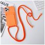 Mobigear Lanyard Card iPhone 15 Pro Siliconen Hoesje met koord en Pasjeshouder - Oranje