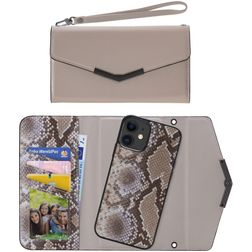 Mobilize Elegant Magnet iPhone 11 Hoesje Uitneembare 2in1 Clutch - Beige Snake