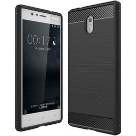 Mobigear Brushed Slim Nokia 3 Hoesje Flexibel TPU Backcover - Zwart Mobigear Brushed Slim Nokia 3 Hoesje Flexibel TPU Backcover - Zwart