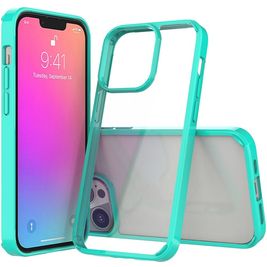 Mobigear Crystal iPhone 13 Pro Hoesje Hardcase Backcover - Transparant / Turquoise