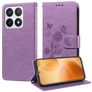 Mobigear Flowers Xiaomi 14T Pro Hoesje Bookcase Portemonnee - Paars