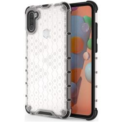 Mobigear Honeycomb Doorzichtig Samsung Galaxy A11 Hoesje Hardcase Backcover Shockproof - Transparant
