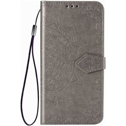 Mobigear Mandala Motorola One Hyper Hoesje Bookcase Portemonnee - Grijs