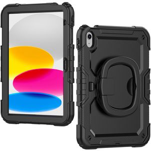 Mobilize Rotating Defender iPad 10 (2022) Hoes Hard Kunststof,Siliconen Backcover + Schouderband + Standaard - Zwart