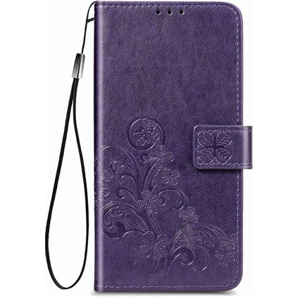 Mobigear Clover Motorola One Fusion Plus Hoesje Bookcase Portemonnee - Paars