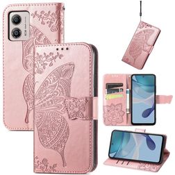Mobigear Butterfly Motorola Moto E13 Hoesje Bookcase Portemonnee - Roségoud