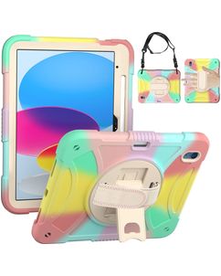 Mobigear SureGrip iPad 11 (2025) Hoes Hard Kunststof,Siliconen Backcover + Stylus Houder + Schouderband + Standaard - Rainbow