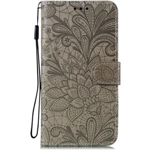 Mobigear Flowers Huawei P40 Hoesje Bookcase Portemonnee - Grijs