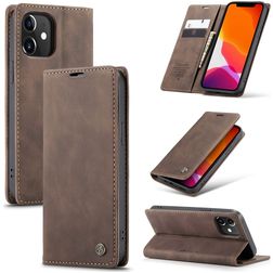 Caseme 013 iPhone 12 Hoesje Bookcase Portemonnee - Bruin
