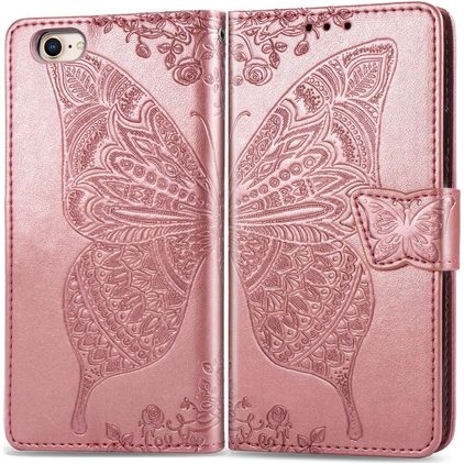 Mobigear Butterfly iPhone 16e Hoesje Bookcase Portemonnee - Roségoud