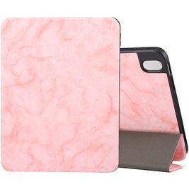 Mobigear Tri-Fold Marble iPad 11 (2025) Hoes Bookcase + Stylus Houder - Roze