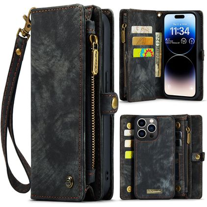 Caseme 008 iPhone 14 Pro Hoesje Uitneembare 2in1 Bookcase Portemonnee - Zwart