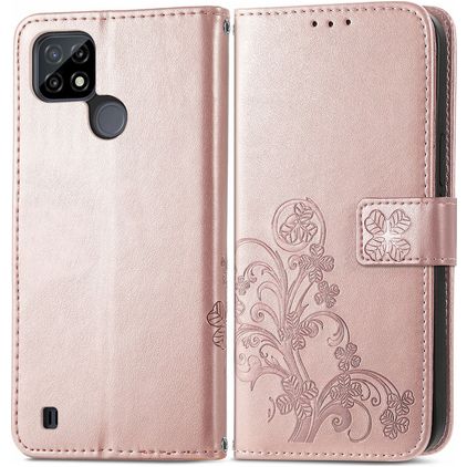 Mobigear Clover Realme C25Y Hoesje Bookcase Portemonnee - Roségoud