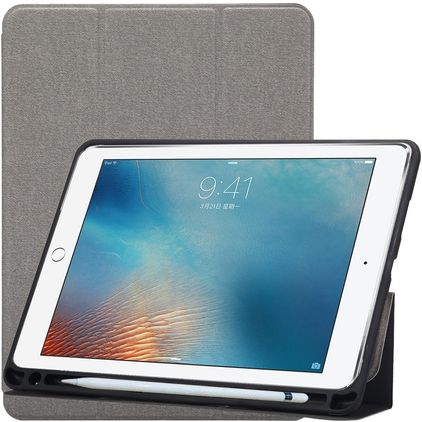 Mobigear Tri-Fold Gel iPad Pro 10.5 Inch (2017) Hoes TPU,Kunstleer Bookcase + Stylus Houder - Grijs