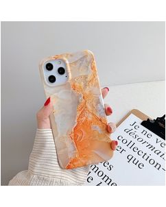 Mobigear Marble iPhone 12 Pro Max Hoesje Flexibel TPU Backcover - Oranje
