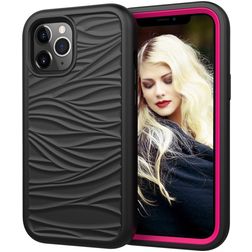 Mobigear Wave iPhone 12 Mini Hoesje Hardcase Backcover Shockproof - Zwart / Roze