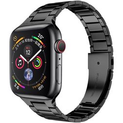 Mobigear Lissabon Stalen Apple Watch Bandje Vouwsluiting - 49/46/45/44 mm - Zwart