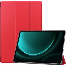 Mobigear Tri-Fold Samsung Galaxy Tab S9 FE Plus Hoes Bookcase + Stylus Houder - Rood