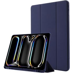 Mobigear Tri-Fold Gel iPad Pro 13 Inch (2025) Hoes TPU,Kunstleer Bookcase + Stylus Houder - Donkerblauw
