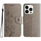 Mobigear Flowers iPhone 16 Pro Max Hoesje Bookcase Portemonnee - Grijs