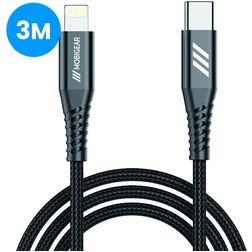 Mobigear Nylon USB-C naar Apple Lightning Kabel MFI 3 m - Zwart