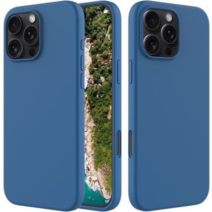 Mobigear Rubber Touch iPhone 16 Pro Max Siliconen Hoesje Backcover - Blauw