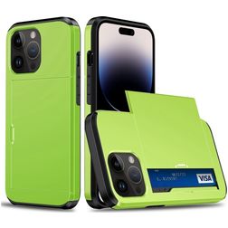 Mobigear Card iPhone 15 Pro Max Hoesje Hardcase Backcover Shockproof met Pasjeshouder - Groen
