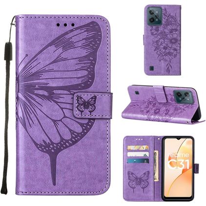 Mobigear Butterfly Realme C31 Hoesje Bookcase Portemonnee - Paars