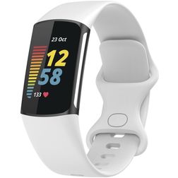 Mobigear Sport Dual Siliconen Fitbit Charge 5 Bandje Druksluiting - Wit