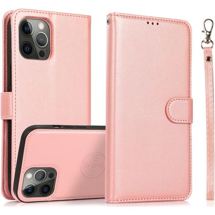 Mobigear Wallet iPhone 16 Pro Hoesje Uitneembare 2in1 Bookcase Portemonnee - Roségoud