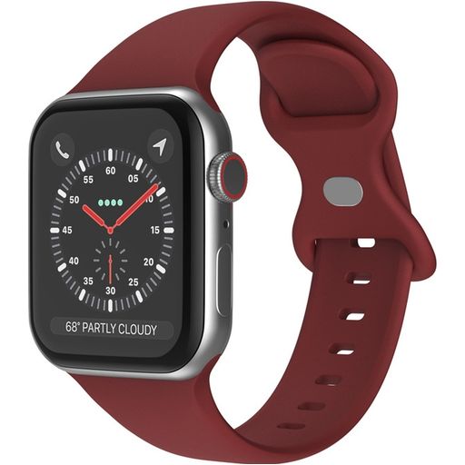 Mobigear Sport Dual Siliconen Apple Watch Bandje Druksluiting - 49/46/45/44 mm - Bordeaux Rood