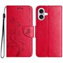 Mobigear Flowers iPhone 16 Plus Hoesje Bookcase Portemonnee - Rood