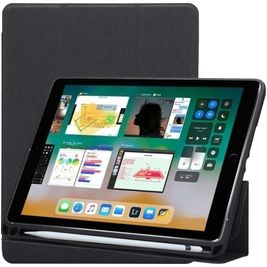 Mobigear Tri-Fold Gel iPad 5 (2017) Hoes TPU,Kunstleer Bookcase + Stylus Houder - Zwart