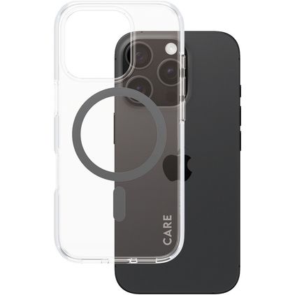 CARE by PanzerGlass Flagship iPhone 16 Pro MagSafe Hoesje Hardcase Backcover - Transparant / Zwart