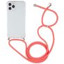 Mobigear Lanyard iPhone 12 Pro Max Flexibel TPU Hoesje met koord - Transparant / Rood