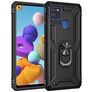 Mobigear Armor Ring Samsung Galaxy A21s Hoesje Hardcase Backcover Shockproof met Ringhouder - Zwart