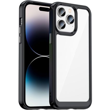 Mobigear Crystal iPhone 14 Pro Hoesje Hardcase Backcover - Transparant / Zwart