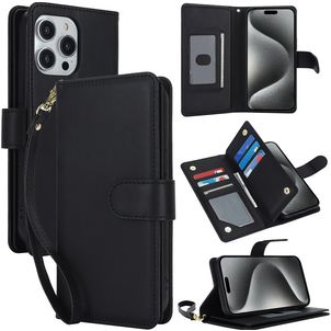 Mobigear Wallet iPhone 15 Pro Hoesje Bookcase Portemonnee - Zwart
