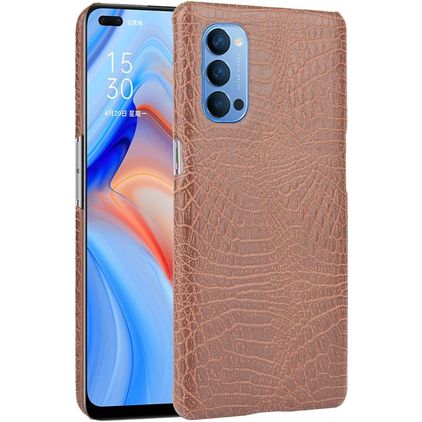 Mobigear Croco OPPO Reno 4 Hoesje Hardcase Backcover - Bruin