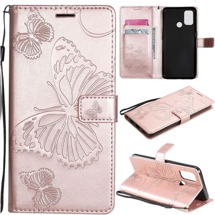 Mobigear Butterfly OPPO A53s Hoesje Bookcase Portemonnee - Roségoud