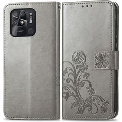 Mobigear Clover Xiaomi Redmi 10C Hoesje Bookcase Portemonnee - Grijs